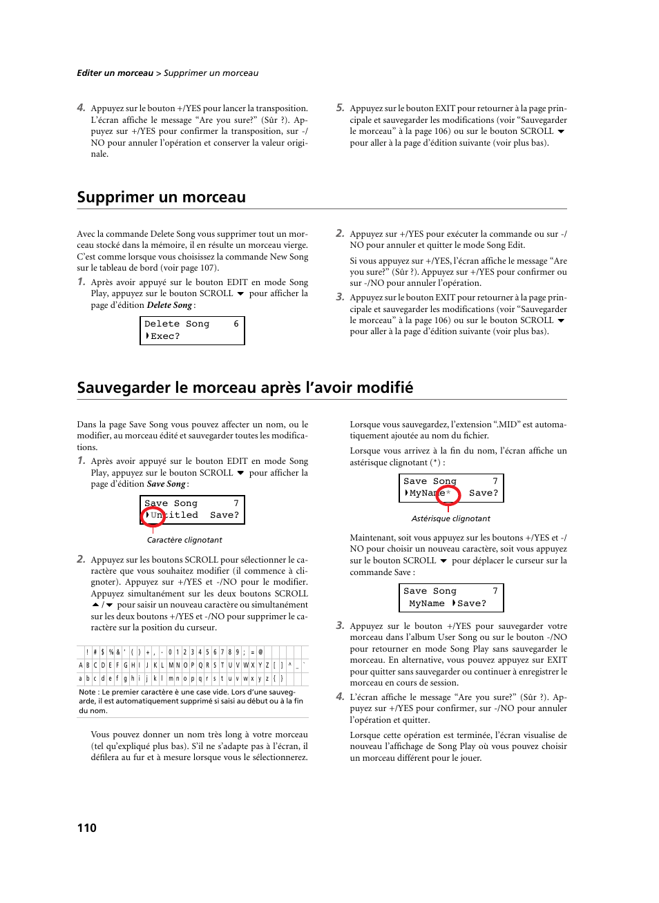 Supprimer un morceau, Sauvegarder le morceau après l’avoir modifié | KORG C-520 User Manual | Page 112 / 298
