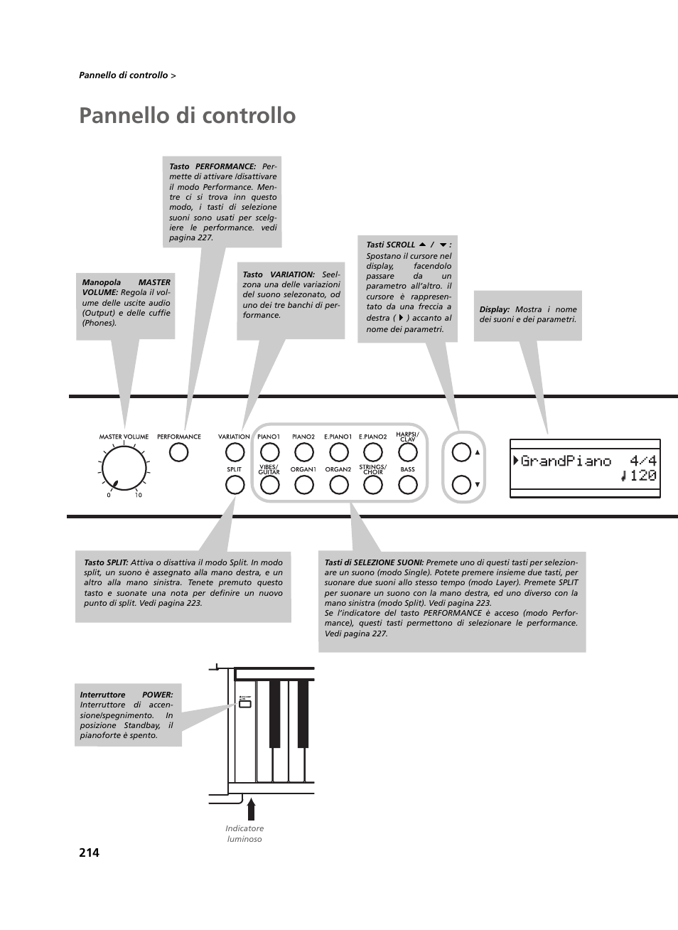 Pannello di controllo | KORG C-520 User Manual | Page 216 / 298