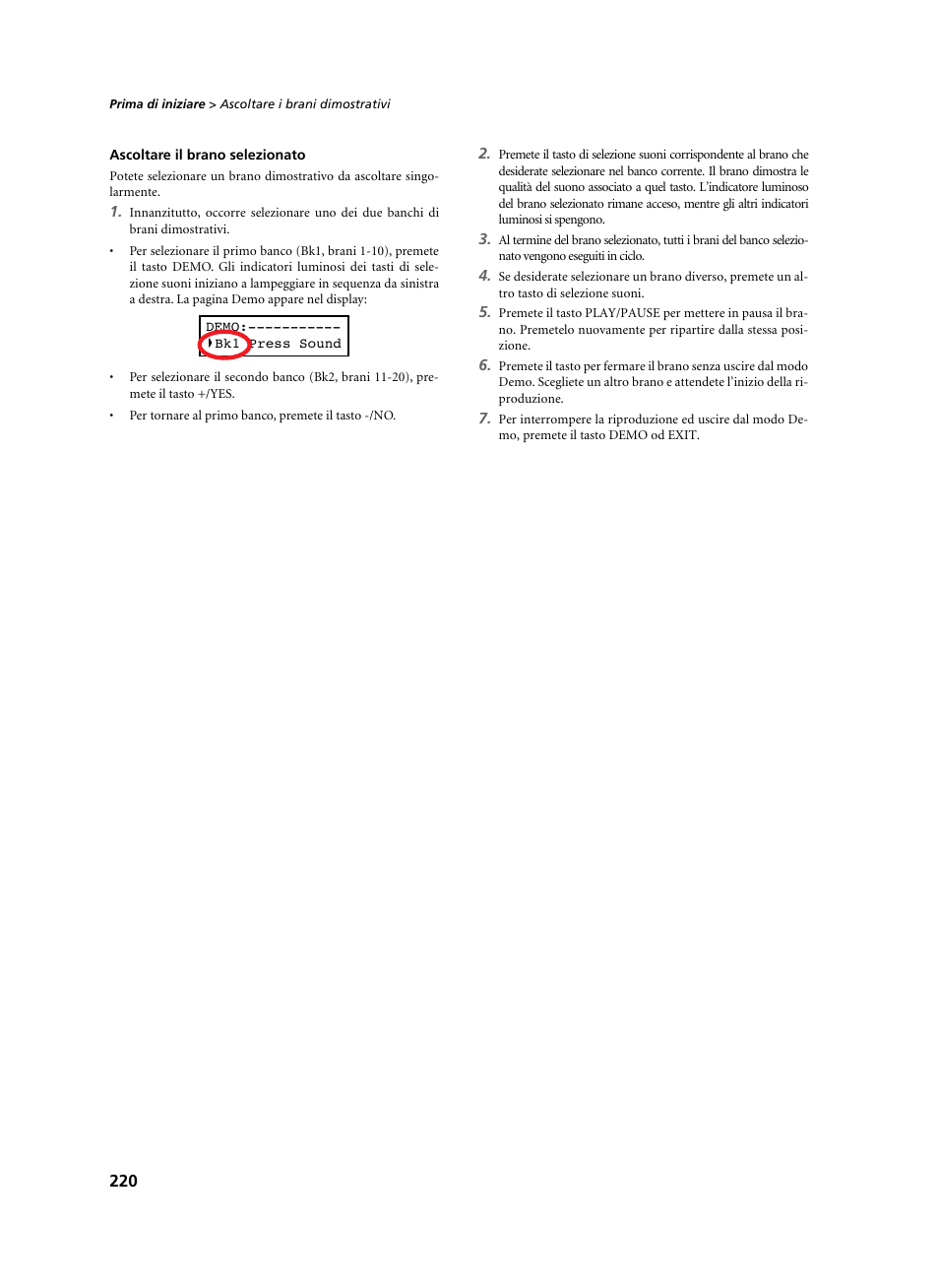 Ascoltare il brano selezionato | KORG C-520 User Manual | Page 222 / 298