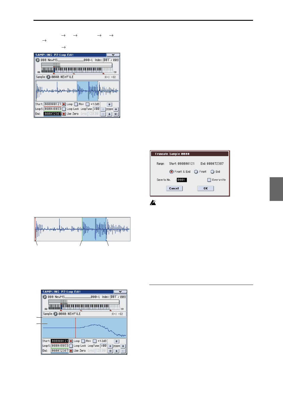 Using the grid to make loop settings | KORG M3 User Manual | Page 125 / 237