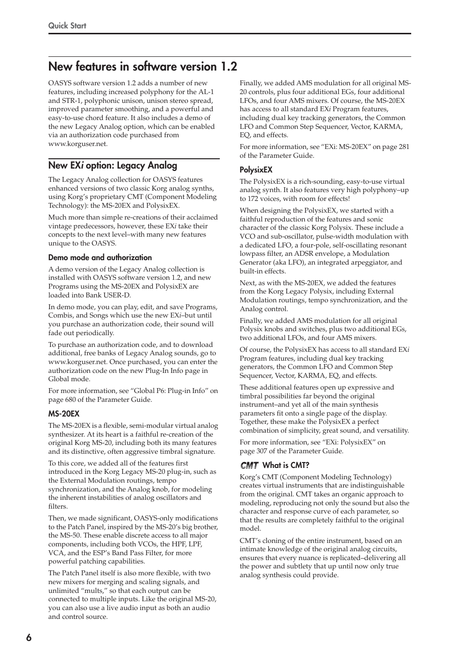 New features in software version 1.2, New ex i option: legacy analog | KORG OASYS musical instruments User Manual | Page 14 / 241