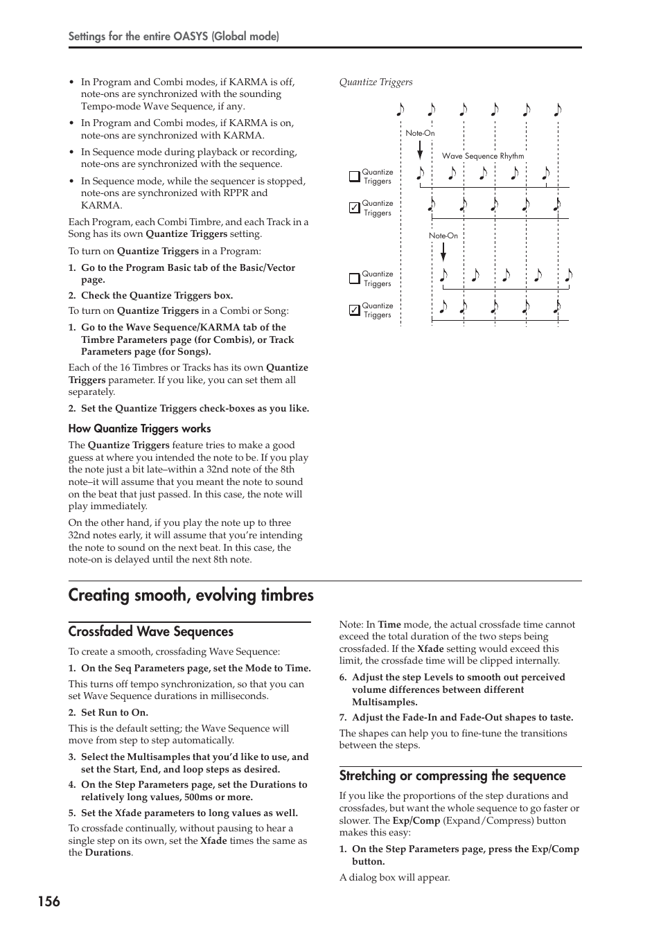 Creating smooth, evolving timbres, Crossfaded wave sequences, Stretching or compressing the sequence | KORG OASYS musical instruments User Manual | Page 164 / 241