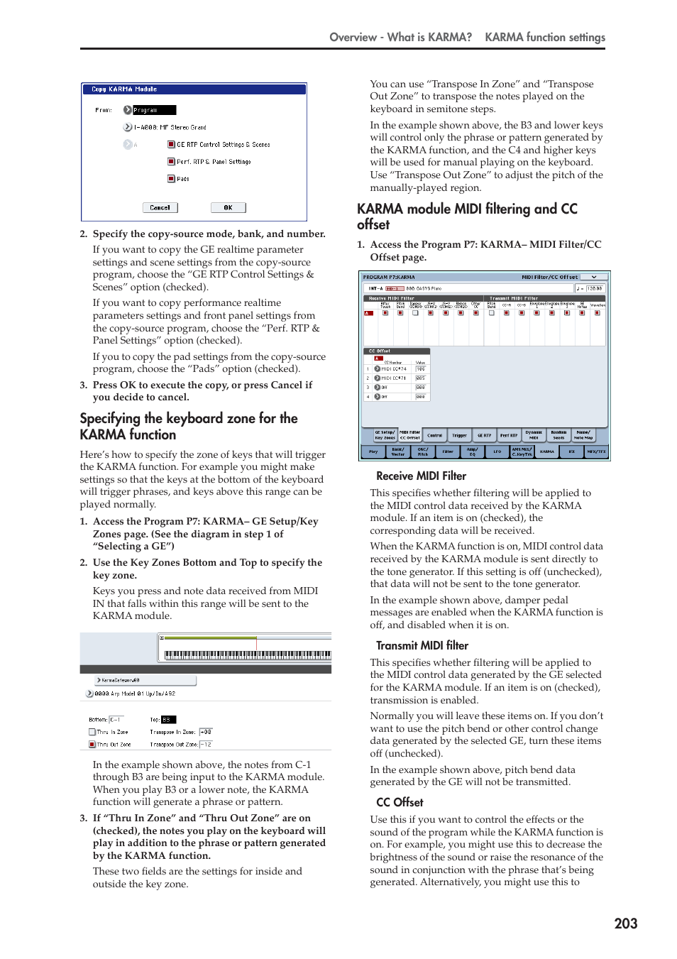 Karma module midi filtering and cc offset | KORG OASYS musical instruments User Manual | Page 211 / 241