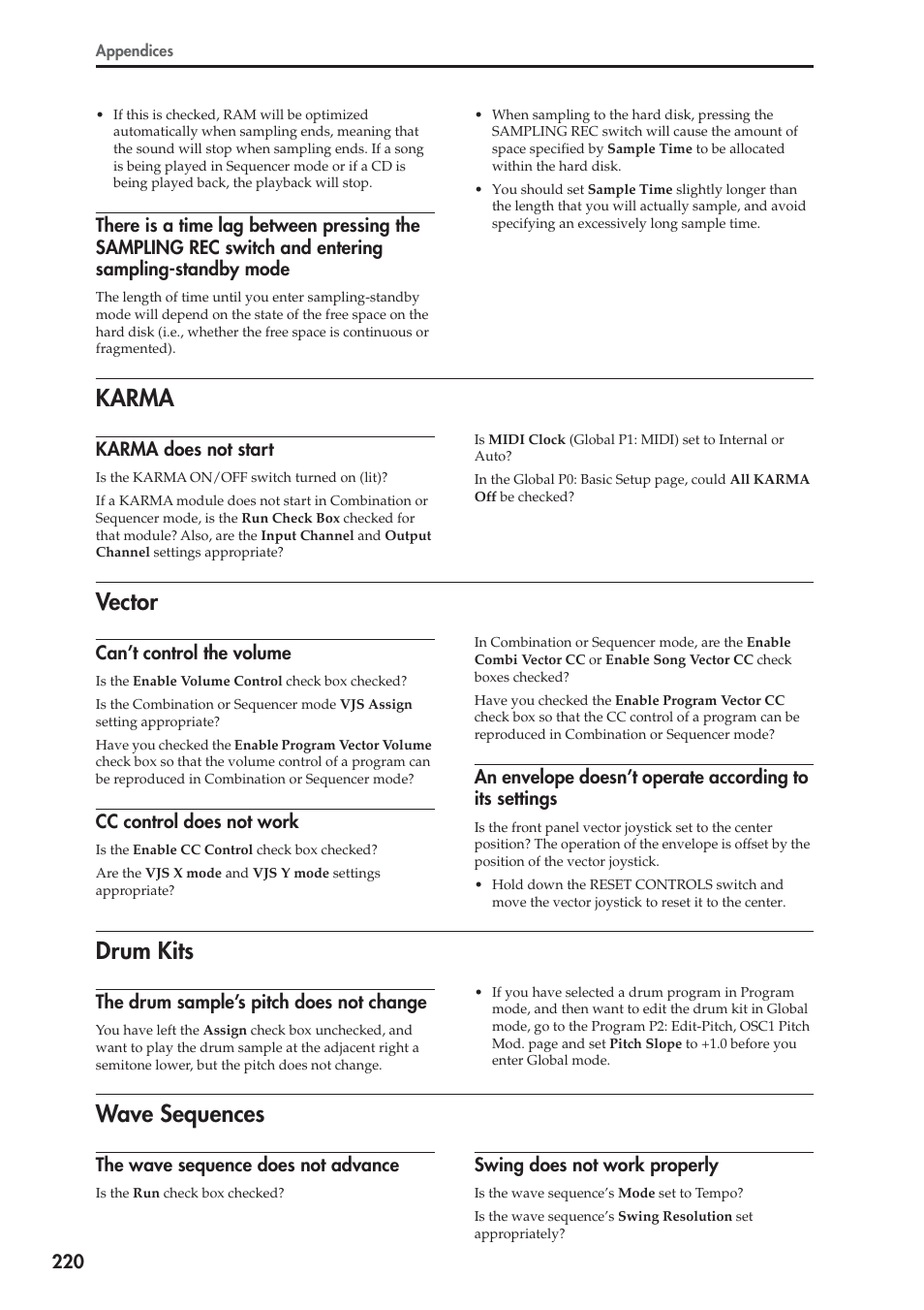 Karma, Vector, Drum kits | Wave sequences, Karma vector drum kits wave sequences | KORG OASYS musical instruments User Manual | Page 228 / 241