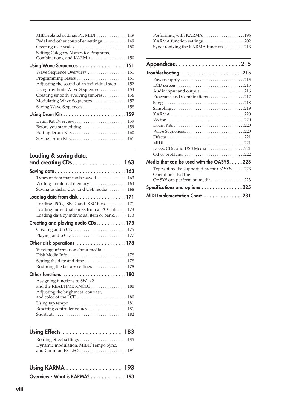 KORG OASYS musical instruments User Manual | Page 8 / 241