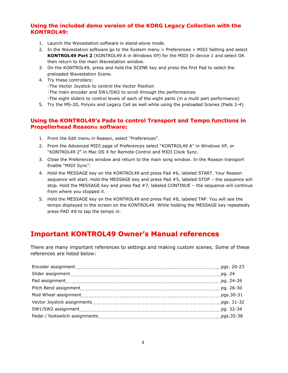 KORG KONTROL49 User Manual | Page 4 / 4