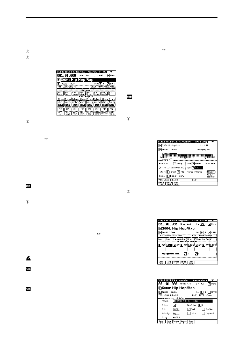 56 rppr playback, Realtime-recording an rppr performance | KORG TRITON Extreme music workstation/sampler User Manual | Page 60 / 148