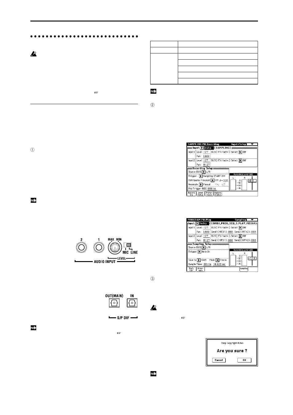 Preparations for sampling, P.64, 107, 1 | KORG TRITON Extreme music workstation/sampler User Manual | Page 68 / 148