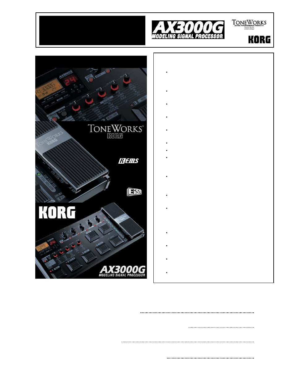 KORG EASYSTART AX3000G User Manual | 5 pages