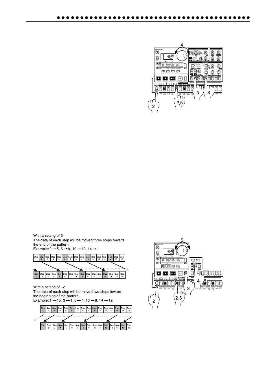 Moving data within a part (move data), Shift data –16, Pattern mode | KORG Electribe EM-1 User Manual | Page 36 / 56