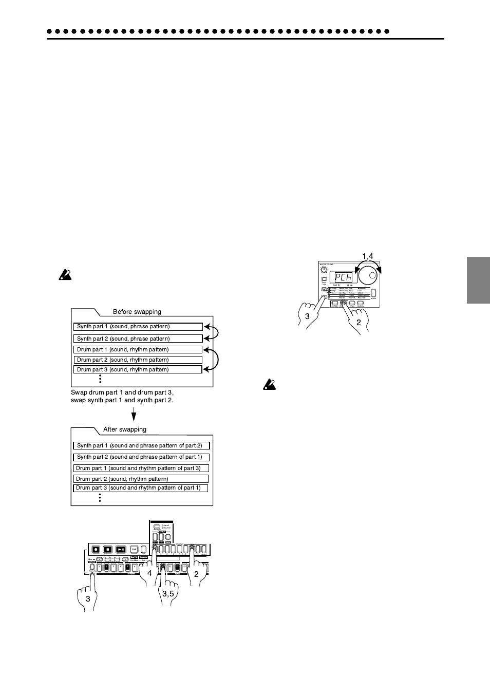 Exchanging data between parts (swap part), Editing motion sequence data, Selecting a motion sequence | Motion dest. egt (eg time) ...ti, Time) | KORG Electribe EM-1 User Manual | Page 39 / 56