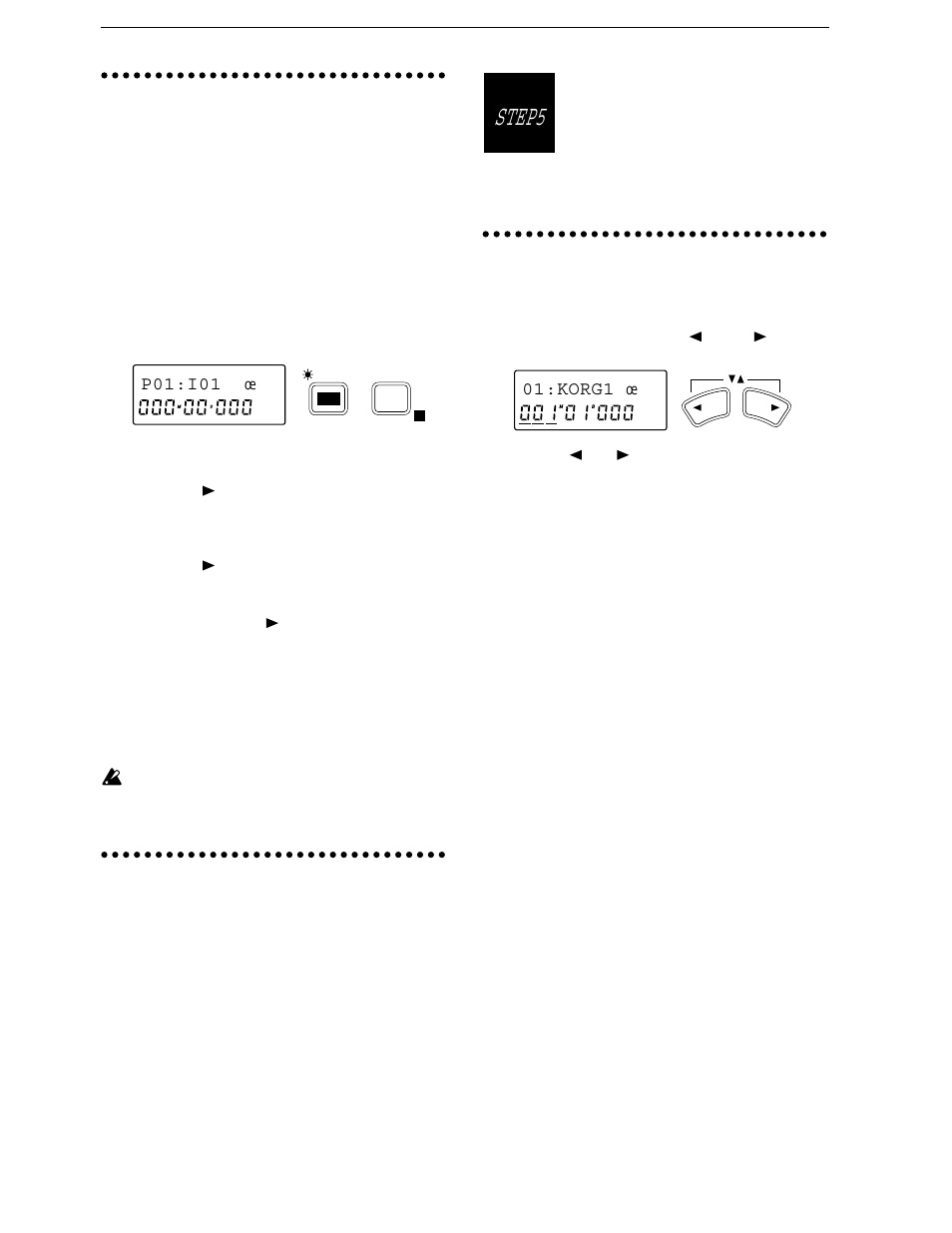Program playback of songs, Switching scenes during playback, Moving the current time | Using the location counter to move, 3 rotate the dial to move the time location, Using the [stop], [rew] and [ff] keys to move, Moving backward, Moving forward, Step5, Moving and storing time locations | KORG D8 User Manual | Page 21 / 76