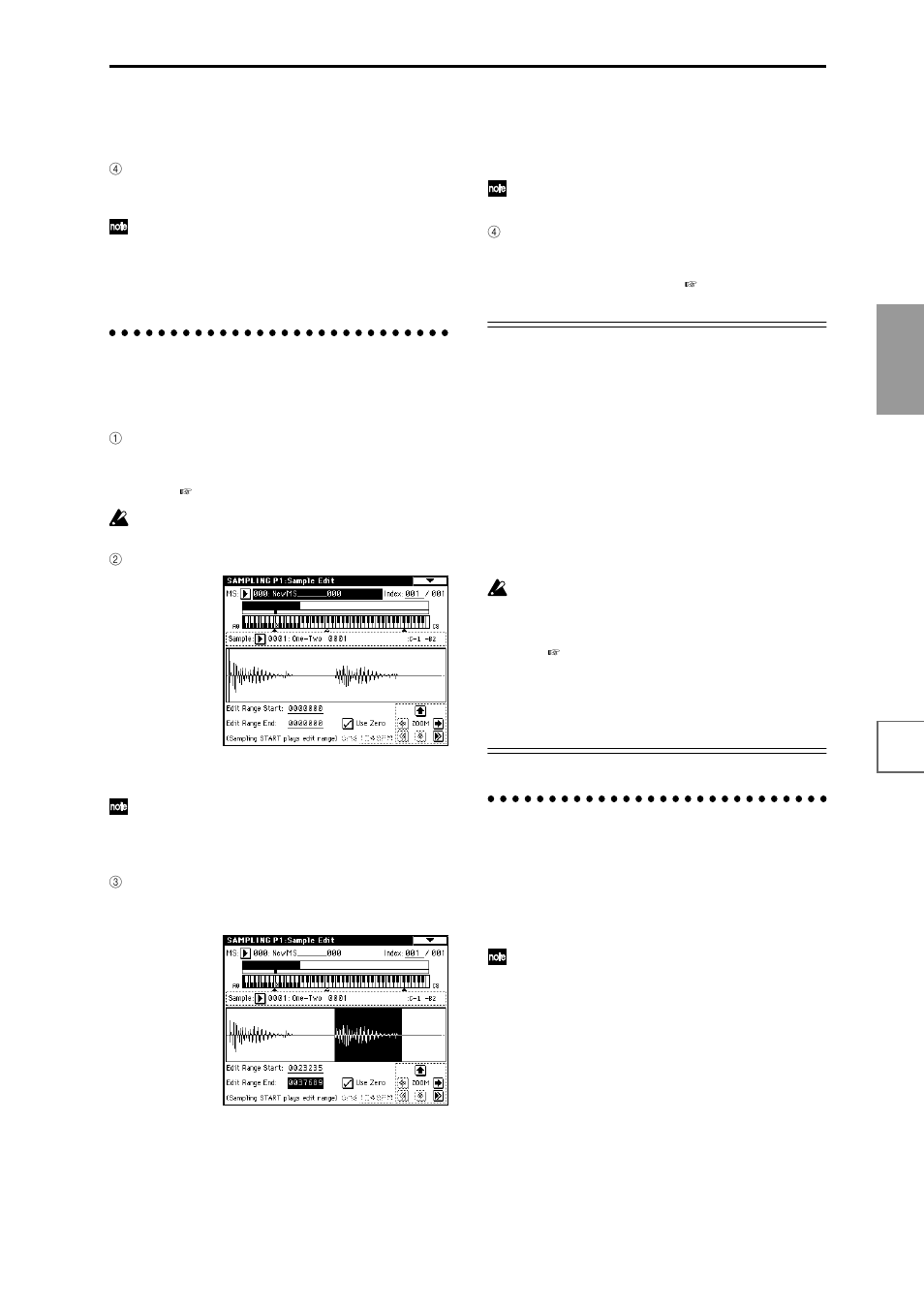 Sample (waveform data) editing, Multisample editing, Sample (waveform data) editing multisample editing | Editing the indices | KORG sampler User Manual | Page 119 / 167