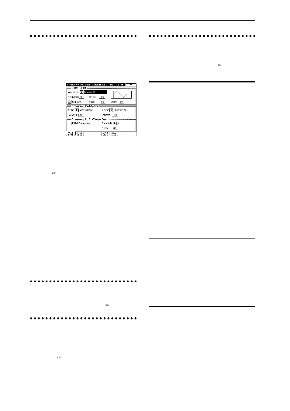 Lfo settings p5: edit-common lfo, Arpeggiator settings p7: edit-arpeggiator, Insert effect settings p8: edit-insert effect | Master effect settings p9: edit-master effect, More about alternate modulation | KORG sampler User Manual | Page 82 / 167
