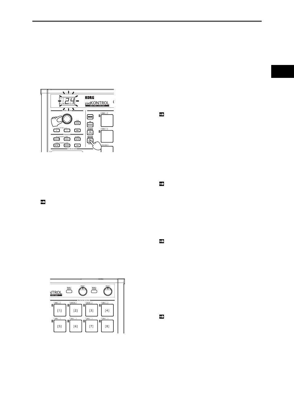 Transmission d'un changement de programme, Transmission de messages midi | KORG KPC-1 EFG User Manual | Page 45 / 95