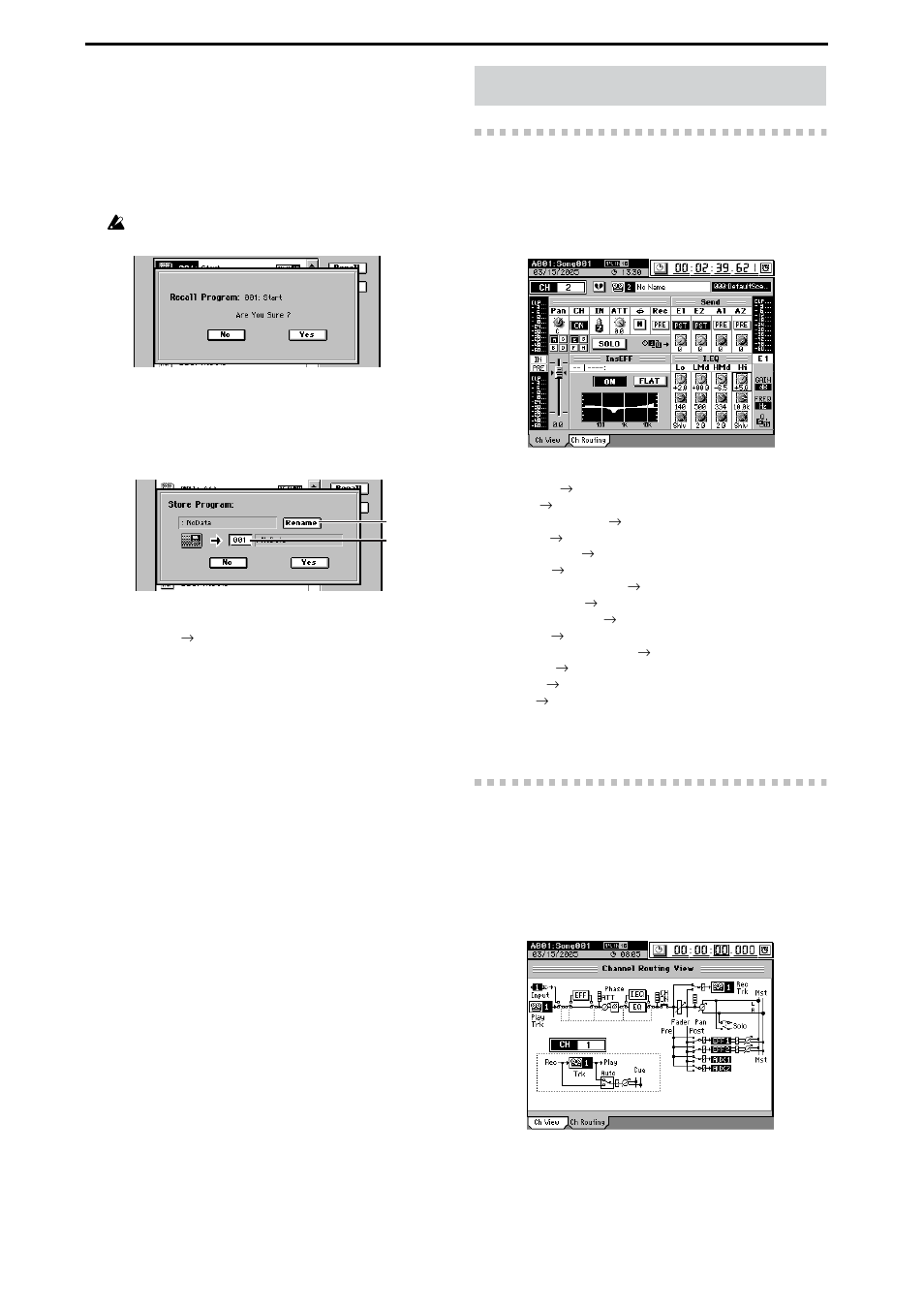 Ch view, 1. ch view, 2. channel routing view | 1. ch view 3-2. channel routing view | KORG D3200 User Manual | Page 122 / 200