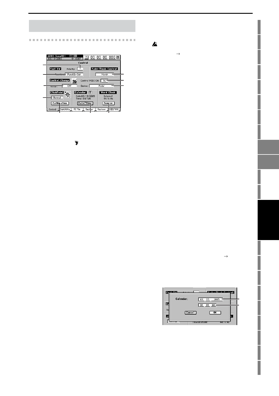 System/midi, 1. control, Ol setting | P.119) in the contr, P.119), Playback, Reference 9-1. control | KORG D3200 User Manual | Page 129 / 200