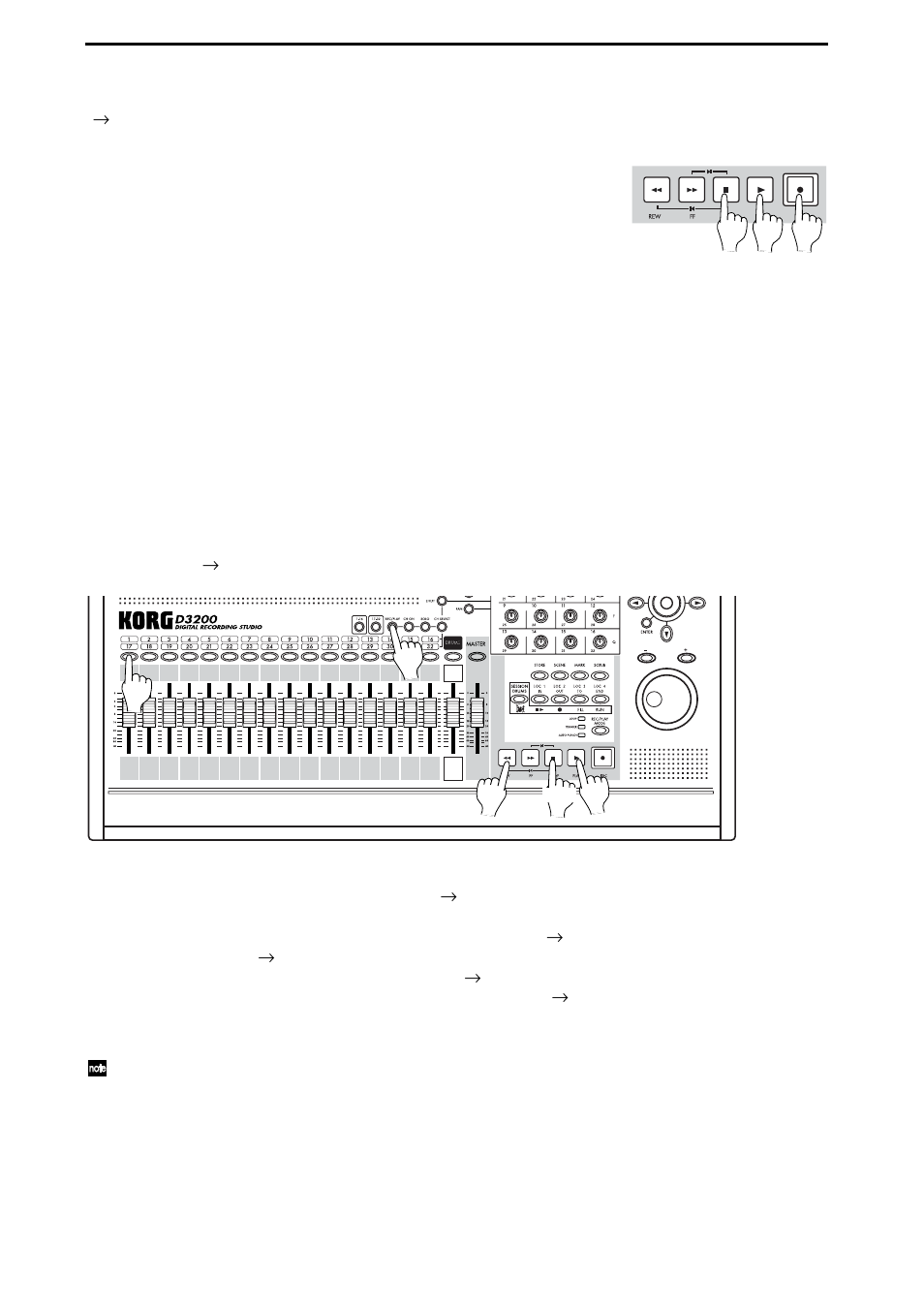 Start recording, Playback, D tap tempo | P.26 | KORG D3200 User Manual | Page 36 / 200
