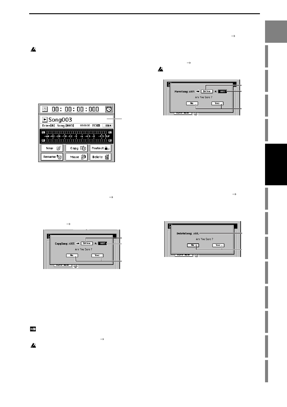 Song editing, 1. song editing procedure, Copying a song | Moving a song, Deleting a song, Copying a song moving a song deleting a song, Operation | KORG D3200 User Manual | Page 51 / 200