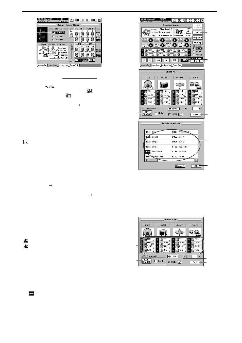Recording directly to the master track, Editing a drum kit, Selecting a drum kit | Editing the sound of a drum kit, Preserving drum kit changes and drum sound edits | KORG D3200 User Manual | Page 70 / 200