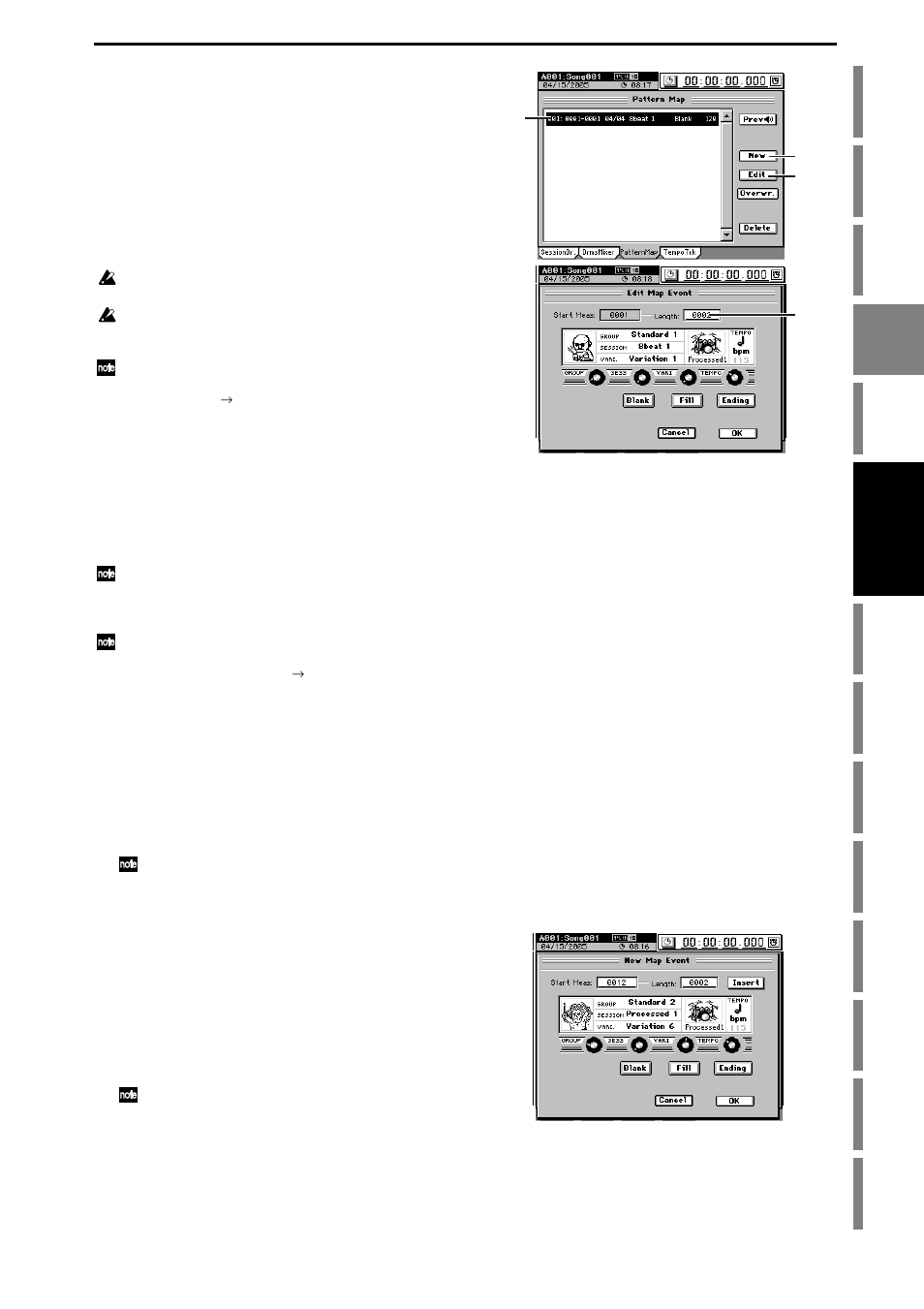 Pattern maps, Creating a pattern map, Operation | KORG D3200 User Manual | Page 71 / 200