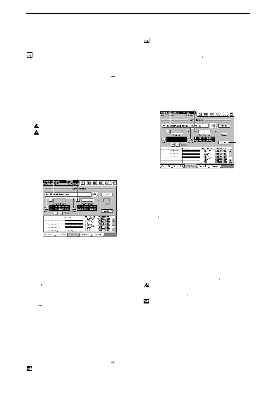 Eliminating noise (noisereduction), Erasing punch noise (erasepunchnoise) | KORG D3200 User Manual | Page 88 / 200
