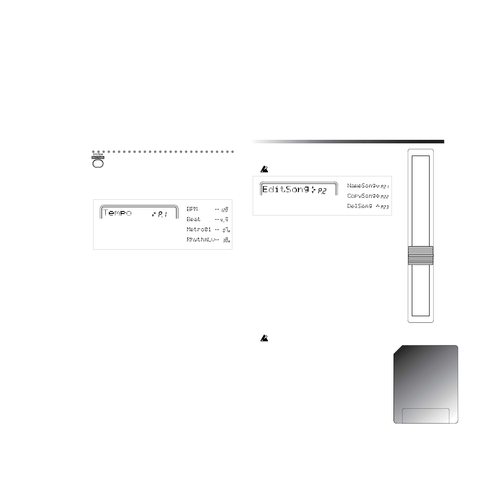 System, P1. tempo: tempo setting, P2. editsong: song editing operations | P.2-1 namesong: change the name of a song, P.2-2 copysong: copy a song, Parameters | KORG PXR4 User Manual | Page 59 / 99