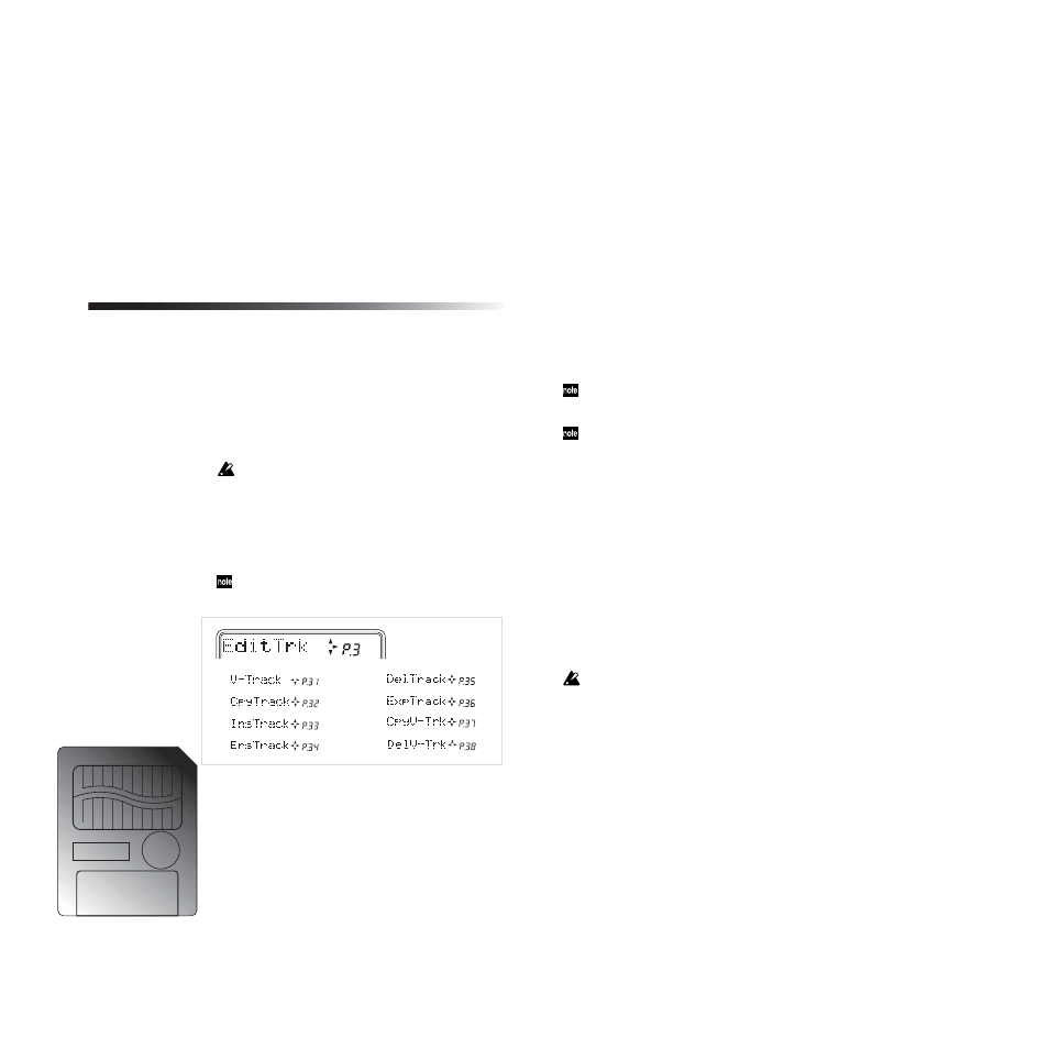 P.2-3 delsong: delete a song, P3. edittrk: track editing operations, P.3-1 v-track: select virtual tracks | P.3-2 cpytrack (copytrack): copy a track, Parameters | KORG PXR4 User Manual | Page 60 / 99