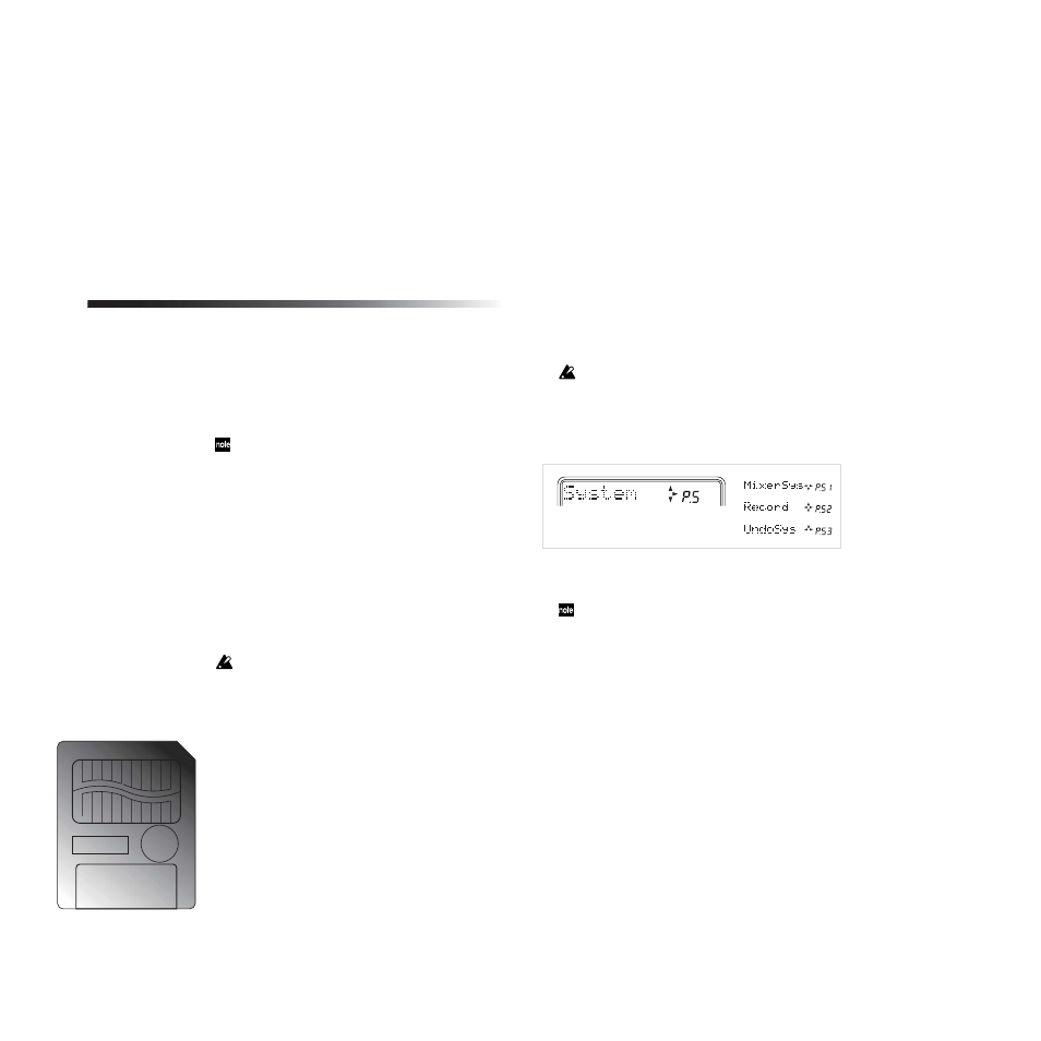 P.4-2 cdfxsave: saving an effect user file, P.4-3 cdfxload: loading an effect user file, P.4-4 cdrecvey: recover card data | P.4-5 cdformat: format a card, P5. system: system-related settings, P.5-1 mixersys: mixer settings, Parameters | KORG PXR4 User Manual | Page 64 / 99
