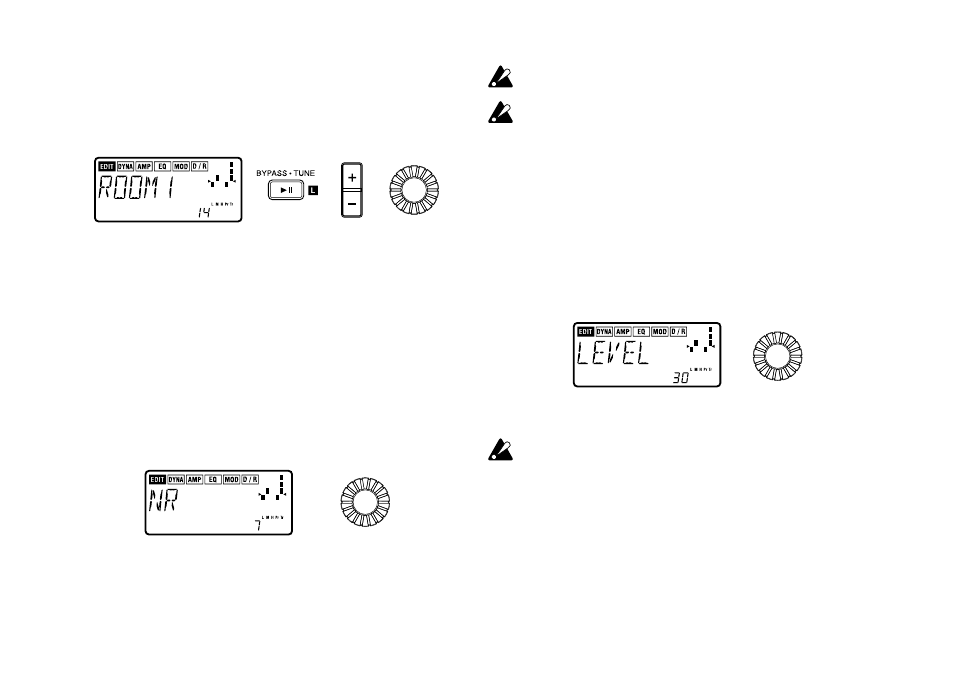 5) d/r (delay/reverb), 6) nr (noise reduction), 7) level | KORG PX3B User Manual | Page 32 / 100