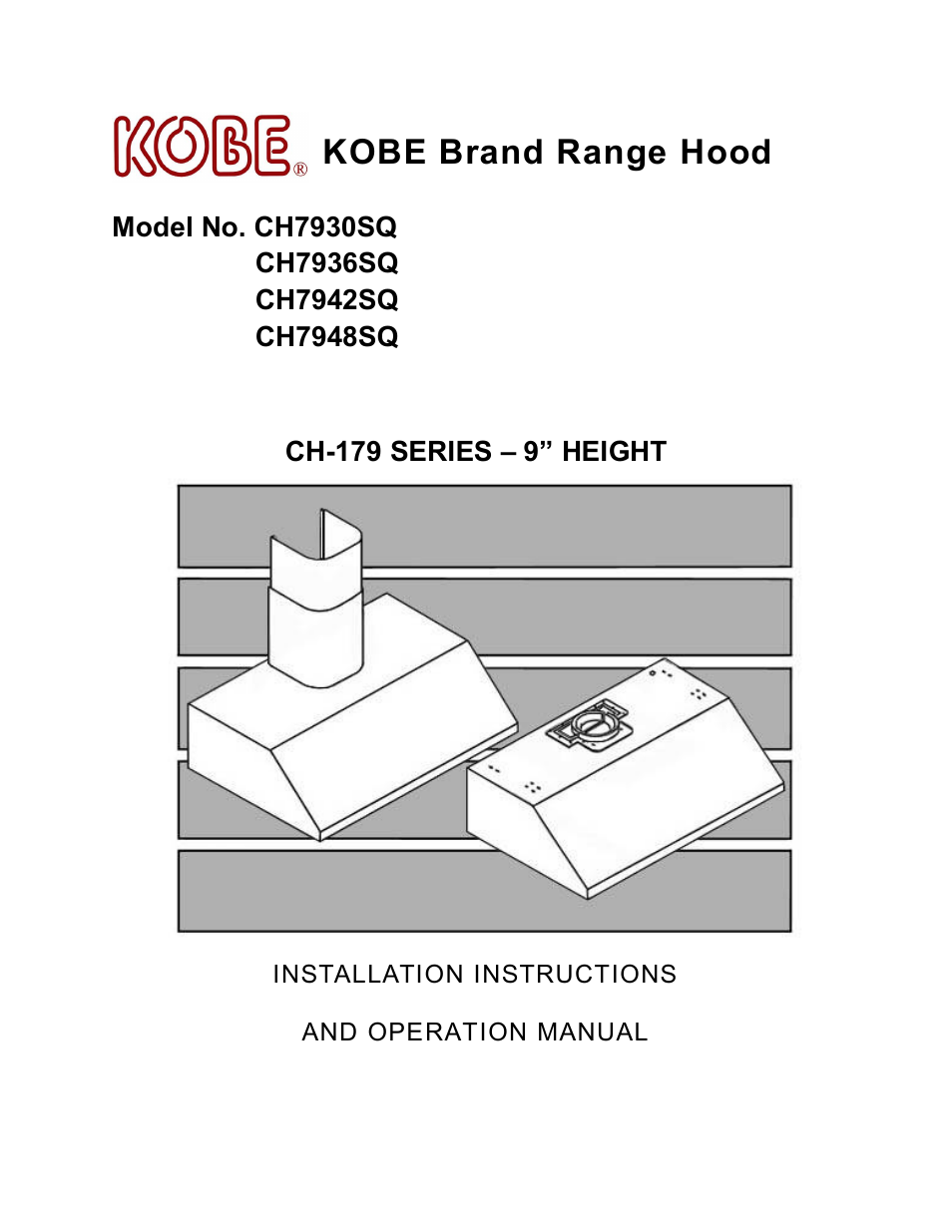 Kobe Range Hoods CH7942SQ User Manual | 33 pages