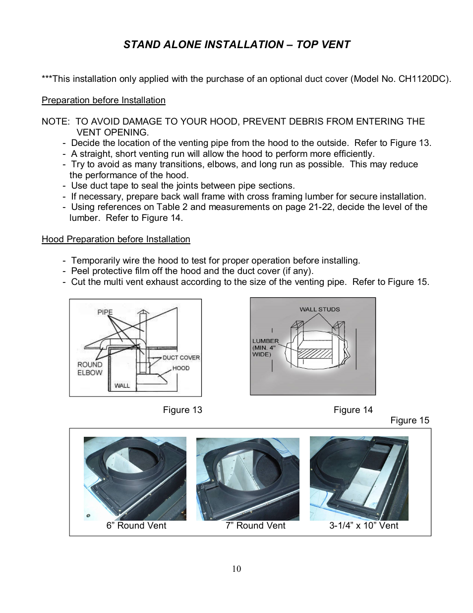 Kobe Range Hoods CH7942SQ User Manual | Page 12 / 33