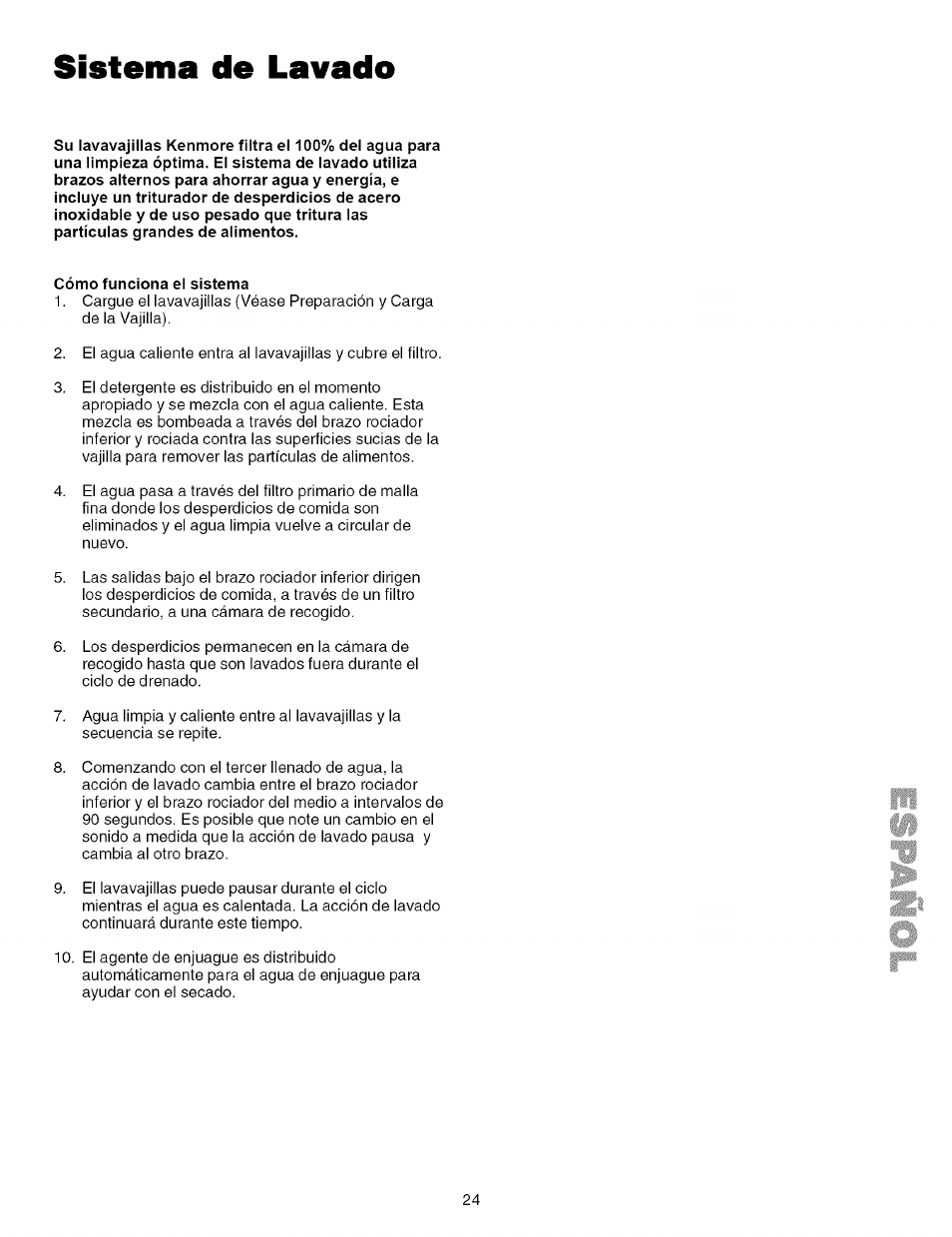 Sistema de lavado | Kenmore 587.161500 User Manual | Page 24 / 36
