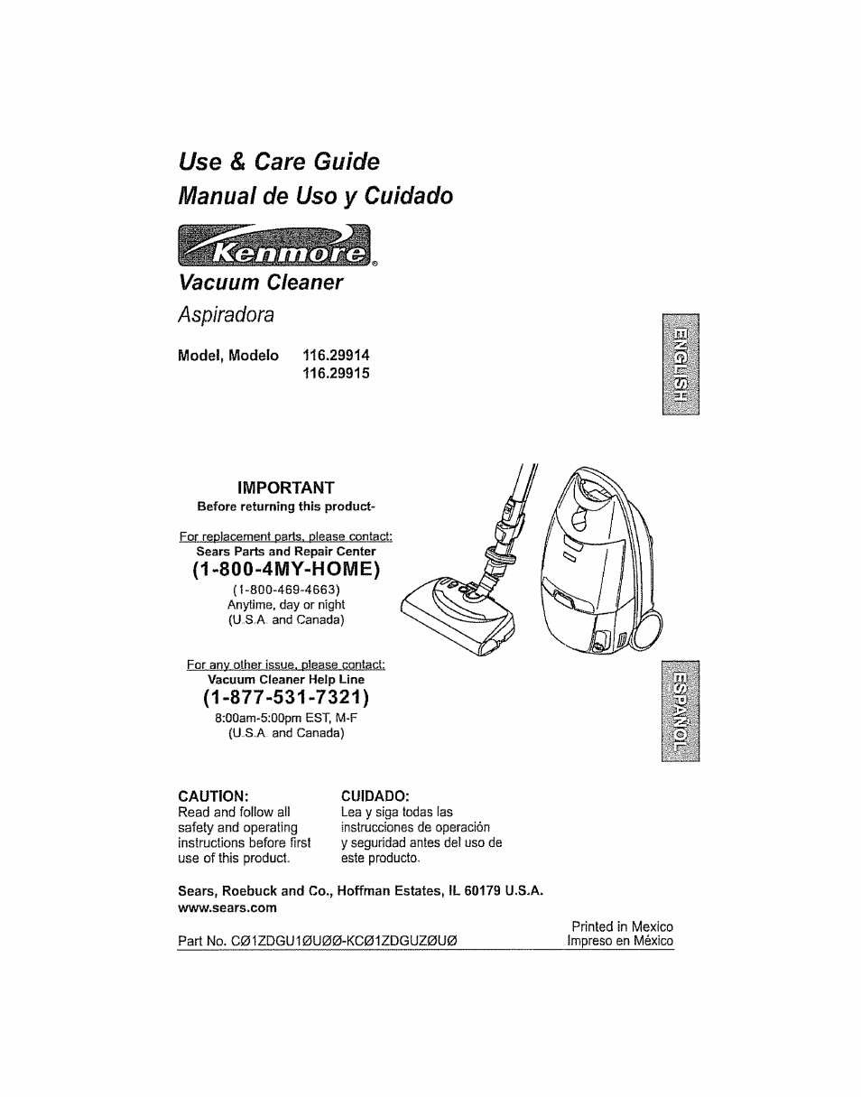 Kenmore ASPIRADORA 116.29914 User Manual | 52 pages