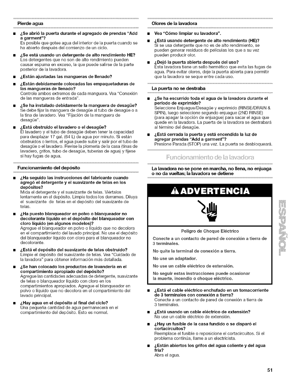 A advertencia | Kenmore HE2 PLUS User Manual | Page 51 / 80