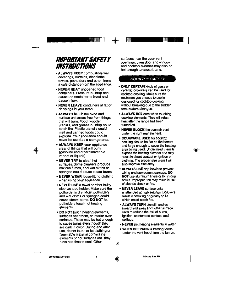 Mportamt safety | Kenmore 911.93508 User Manual | Page 6 / 34