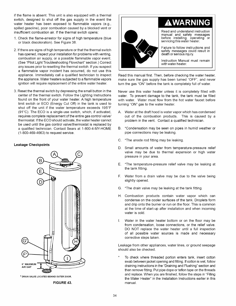 Awarning | Kenmore 153:331472 User Manual | Page 34 / 40
