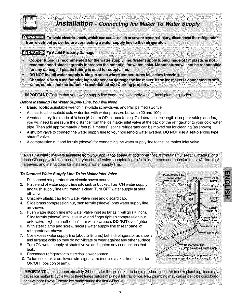 Installation - connecting ice maker to, To avoid property damage, Rtai | Installation, Connecting ice maker to | Kenmore 25353222301 User Manual | Page 7 / 25