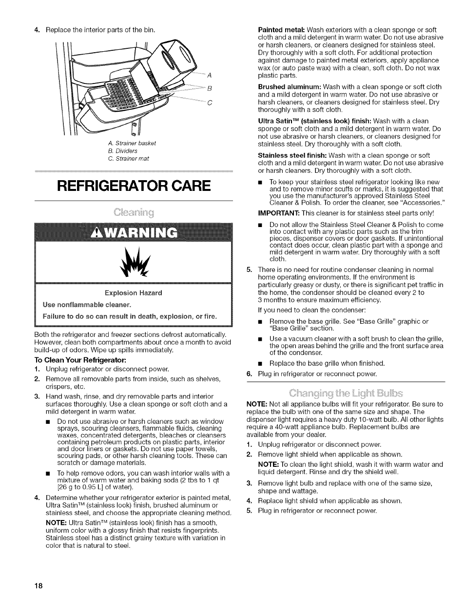 Refrigerator care, Refrigerator use | Kenmore 10657034601 User Manual | Page 18 / 80
