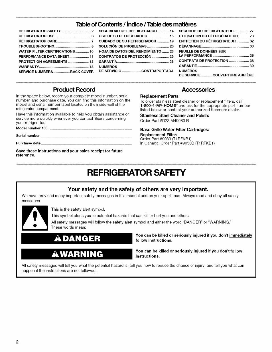 Kenmore 10646033801 User Manual | Page 2 / 40
