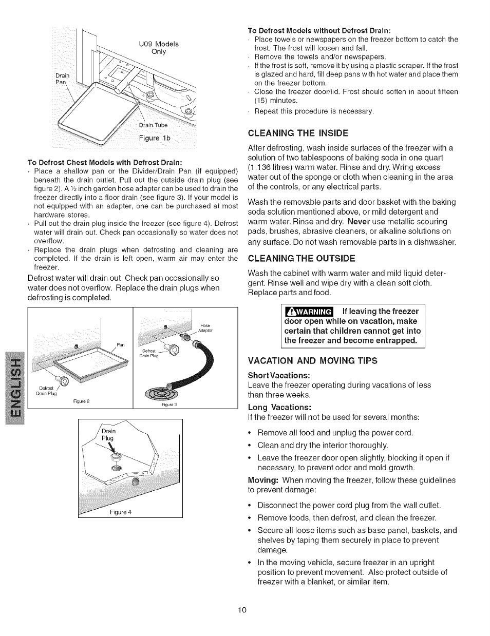 Cleaning the outside, Vacation and moving tips | Kenmore 25326202100 User Manual | Page 10 / 14