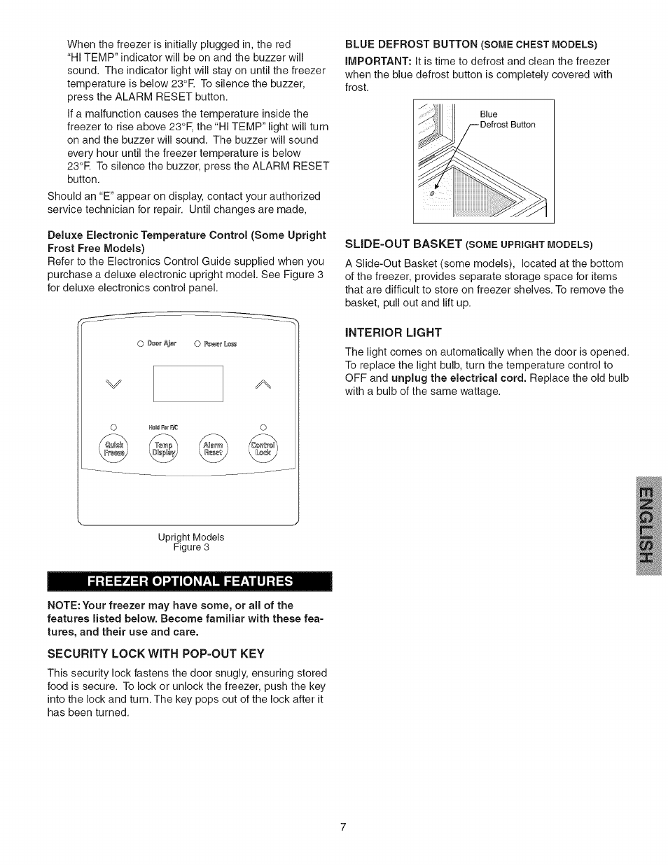 Freezer optional features, Freezer optional features -9 | Kenmore 25328452805 User Manual | Page 7 / 13