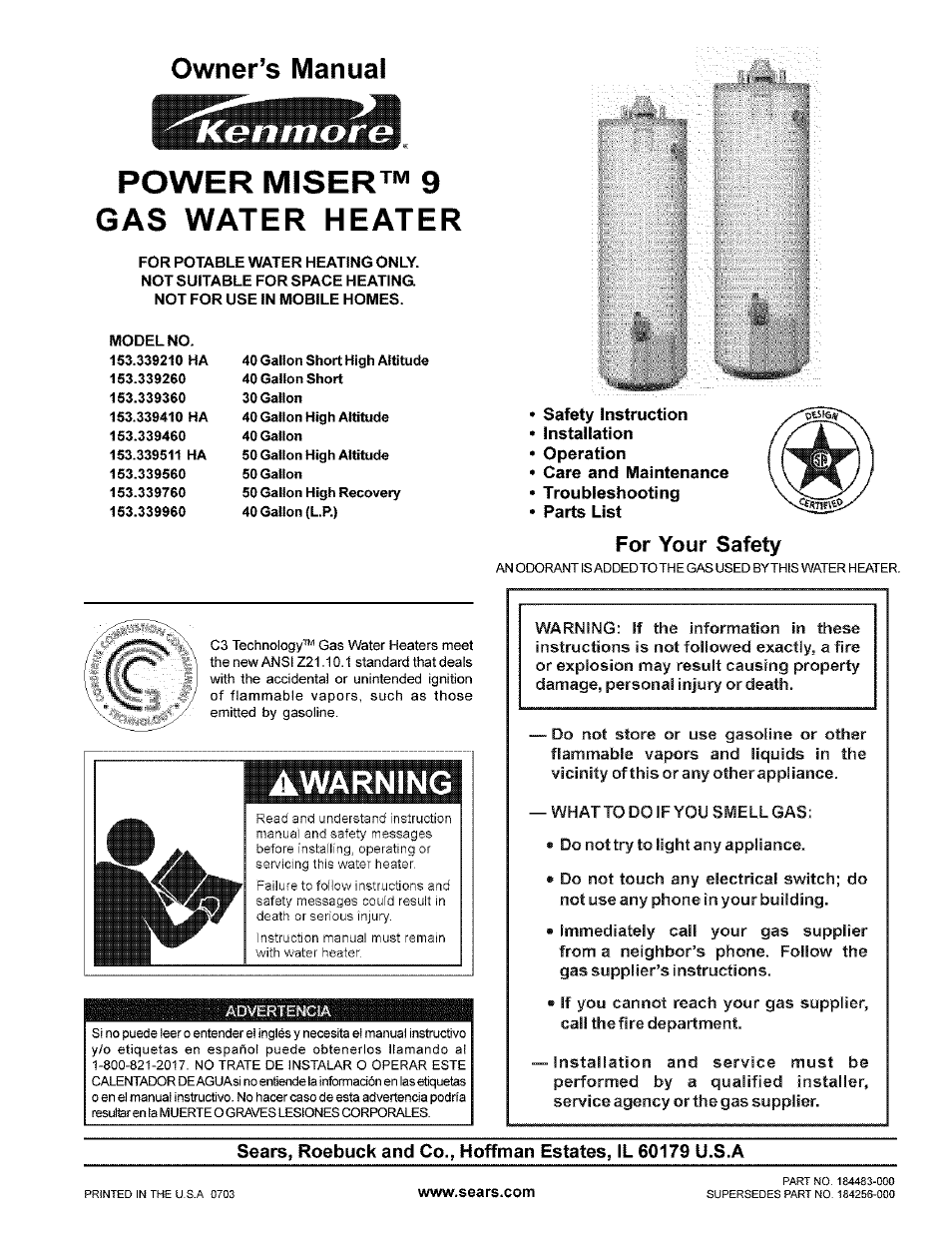 Kenmore POWER MISER 153.33926 User Manual | 32 pages