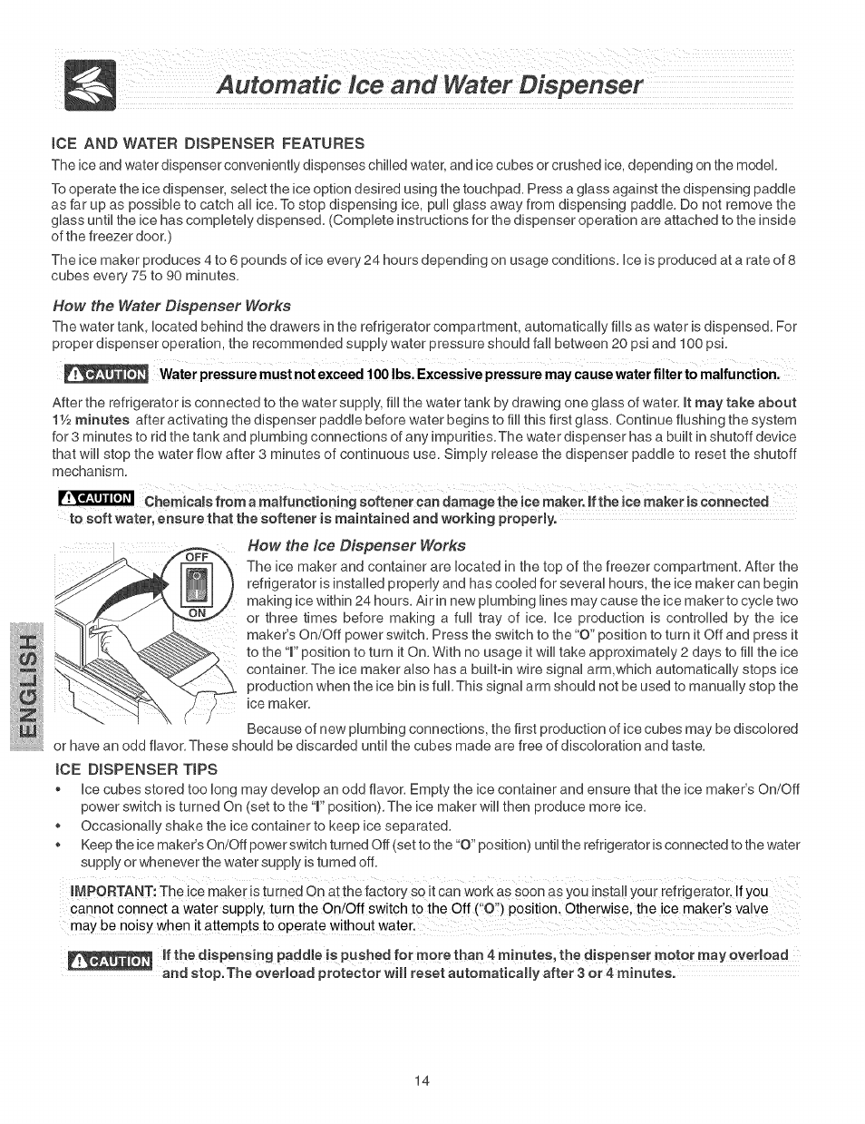 Át#foinaflc'lce.:aii.d:wafer::dispeiis.er | Kenmore 2535567340A User Manual | Page 14 / 24