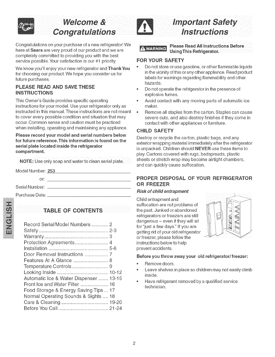 Li?iporfaiif safely, Gngmtulations | Kenmore 2535567340A User Manual | Page 2 / 24