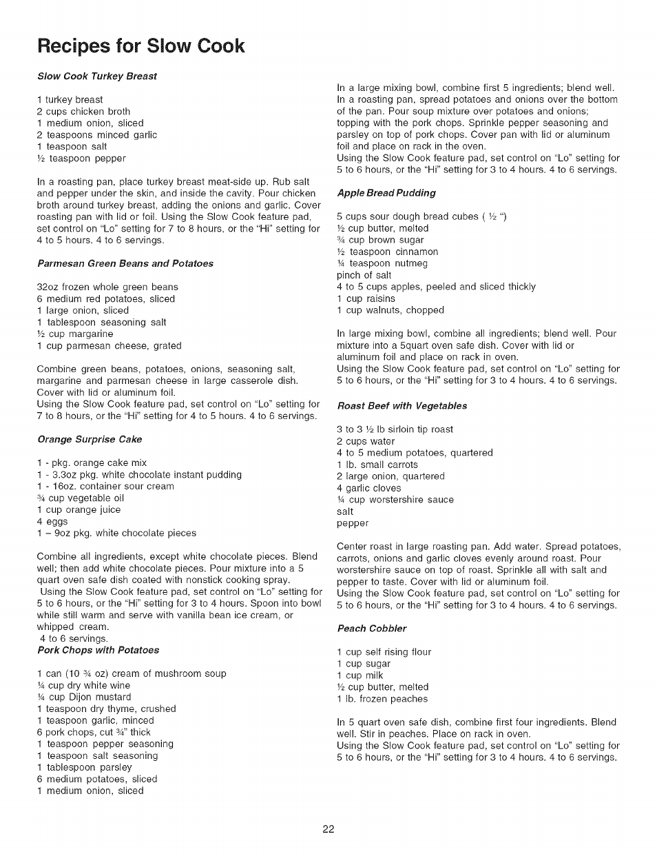 Recipes for slow cook | Kenmore 7881 User Manual | Page 22 / 23