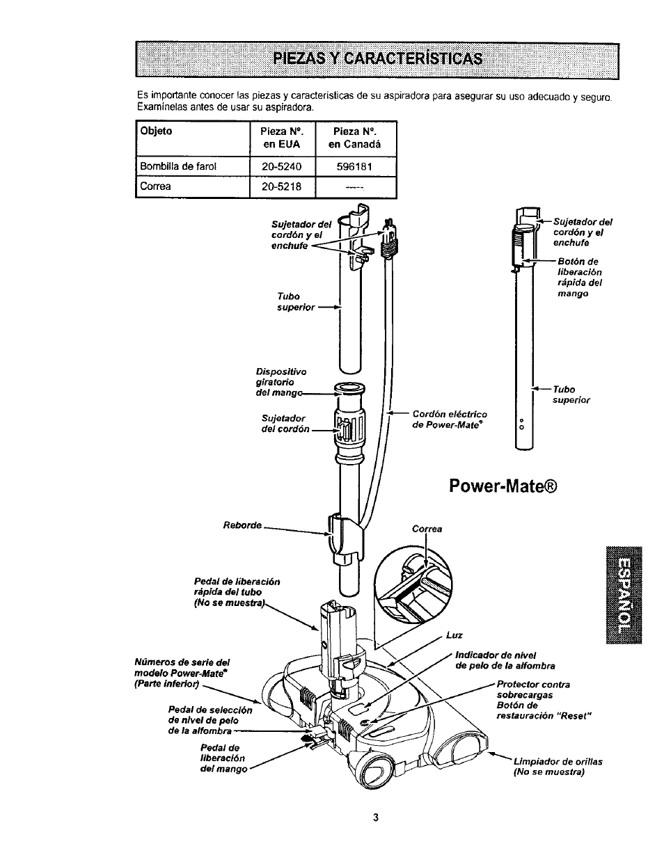 Piezas y características, Piezas y características -4, Power-mate | Kenmore 116.23812300 User Manual | Page 23 / 40