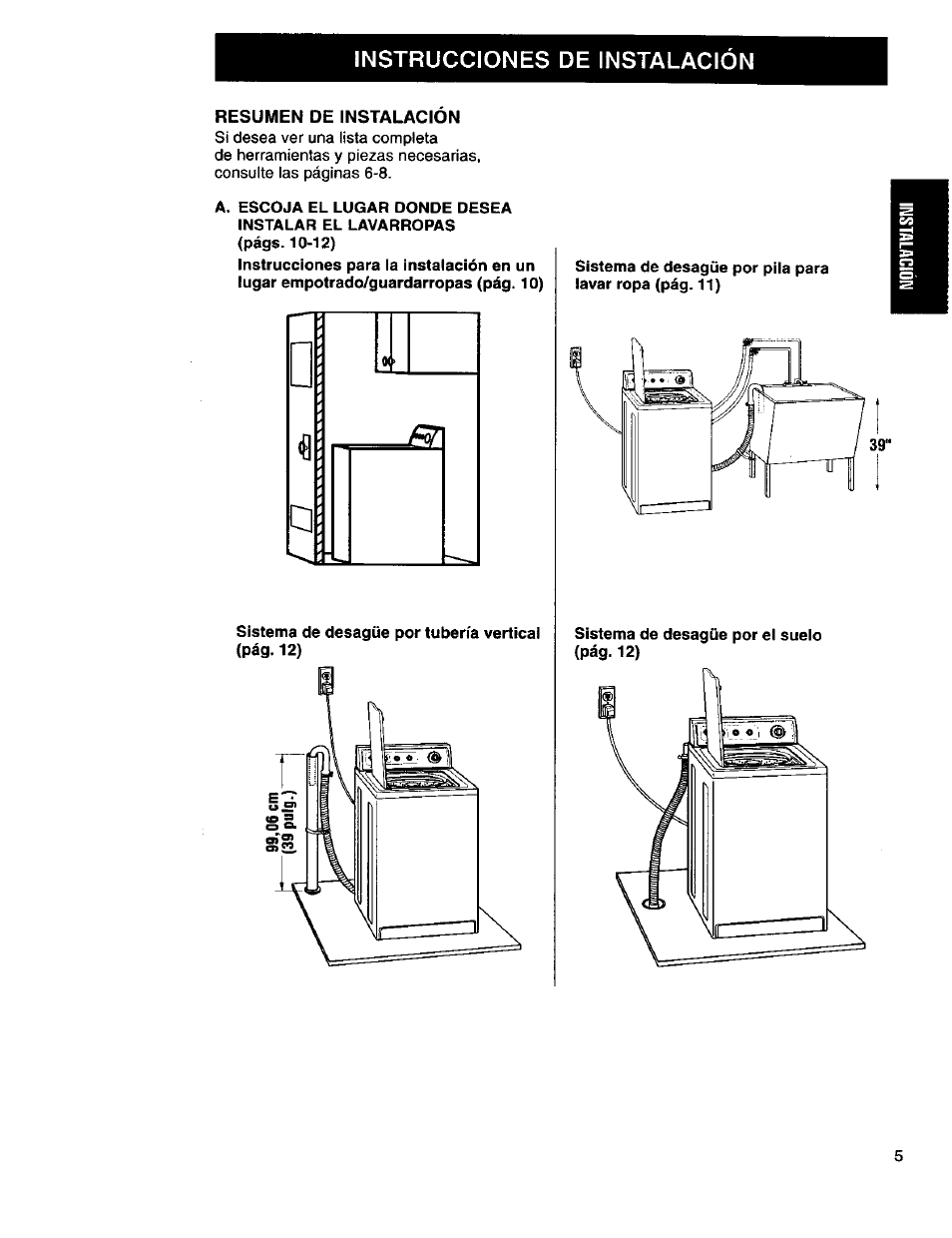 Resumen de instalacion, Instrucciones de instalación | Kenmore 3950145 User Manual | Page 43 / 76