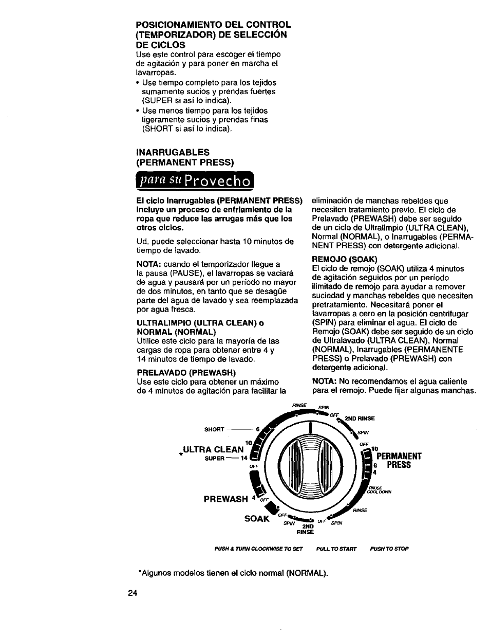 Inarrugables (permanent press), Para sh provecho | Kenmore 3950145 User Manual | Page 62 / 76