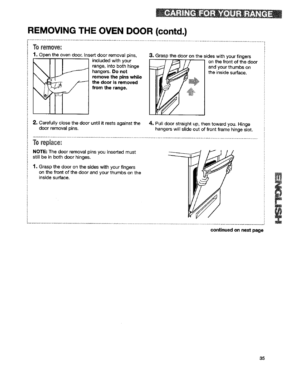 Removing the oven door (contd.) | Kenmore 665.75832 User Manual | Page 35 / 41